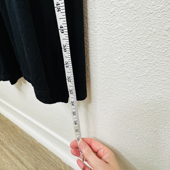 Black High Neck Plunging Sides Sleeveless Gathered Flowy Back Maxi Dress M - Picture 12 of 12